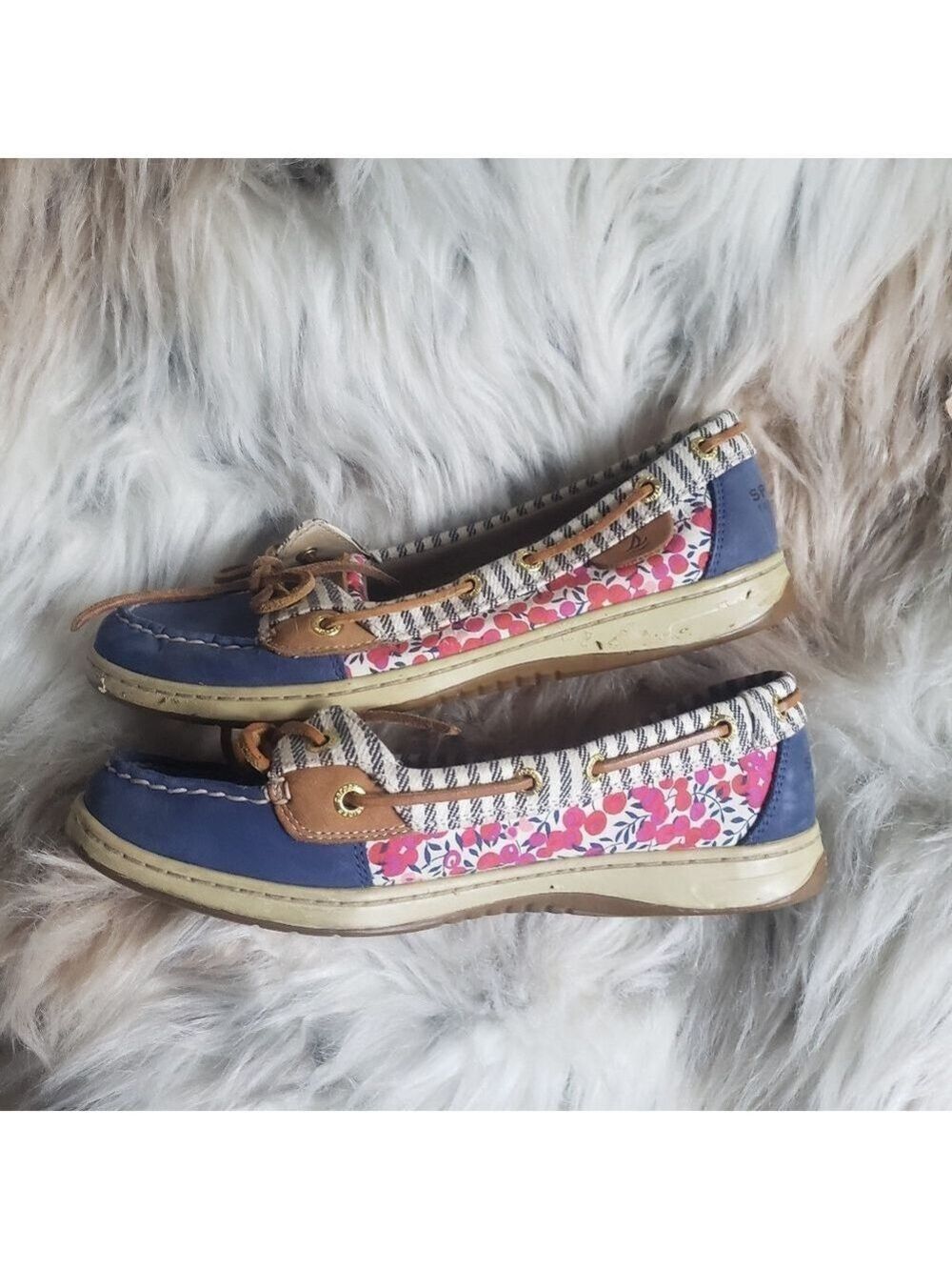 Sperry Periwinkle Cherry Print Shoes - Picture 3 of 7